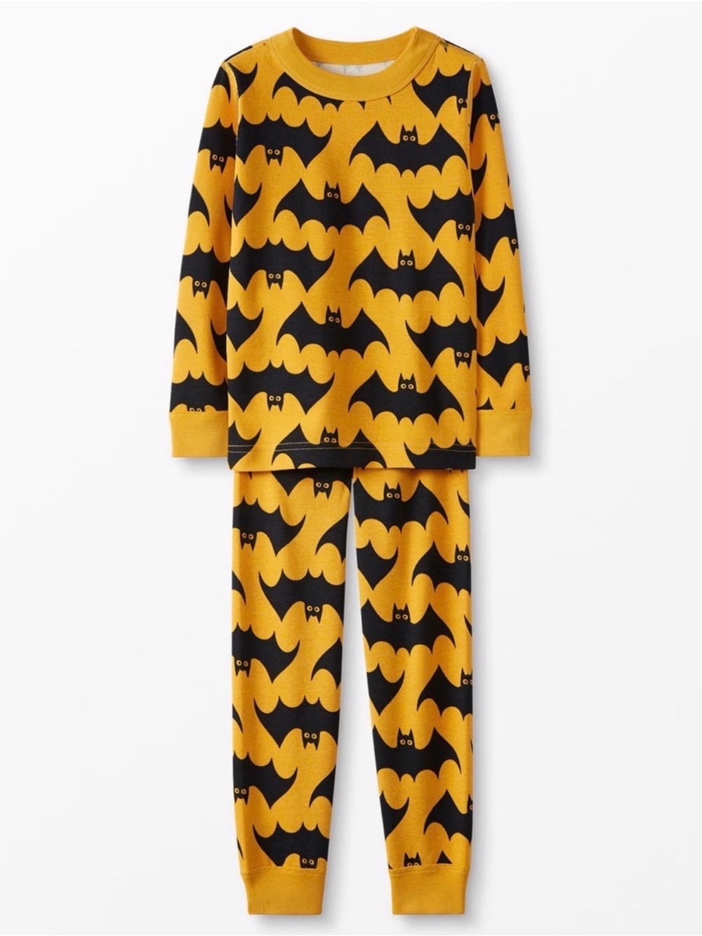 Hanna Andersson Yellow and Black Bat Print Pajama Set